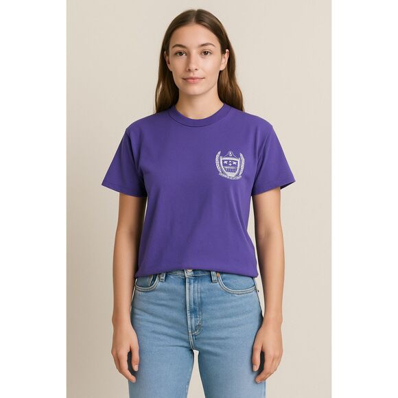 Sporty & Rich Purple “Hotel and Spa” Crest Logo 100% Cotton Tee  | Size S - Picture 1 of 11